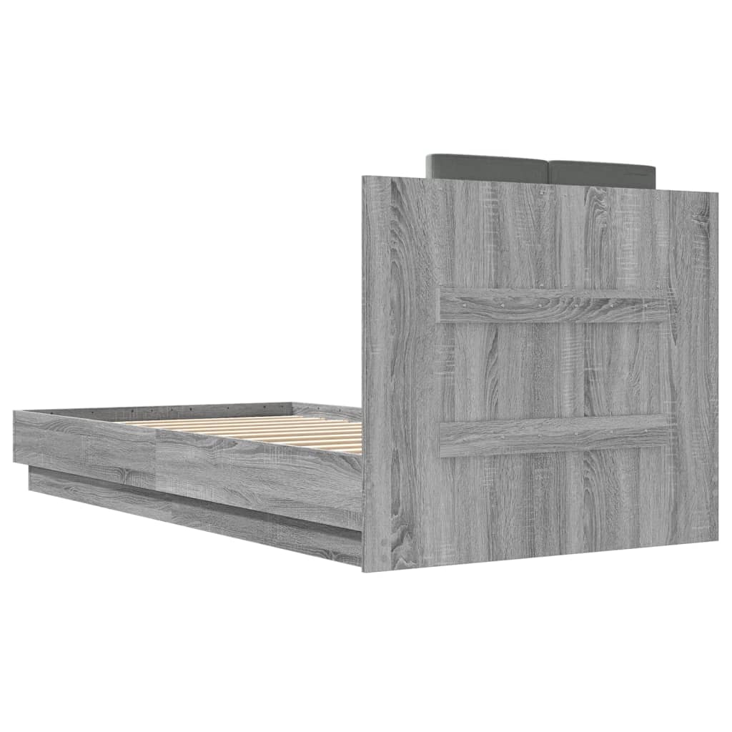 Bed Frame without Mattress Grey Sonoma 90x190 cm Single