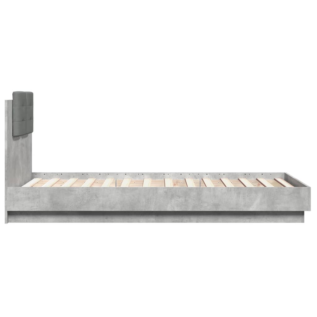Bed Frame without Mattress Concrete Grey 75x190 cm Small Single