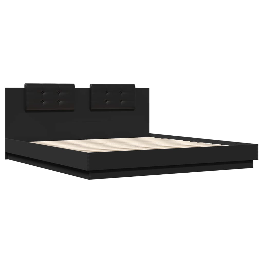 vidaXL Bed Frame with LED without Mattress Black 180x200 cm Super King