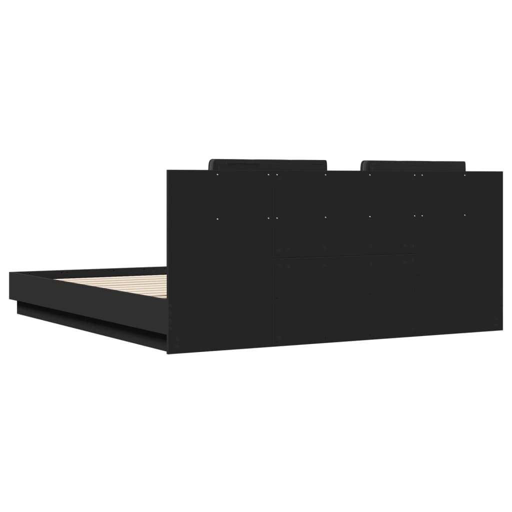 vidaXL Bed Frame with LED without Mattress Black 180x200 cm Super King