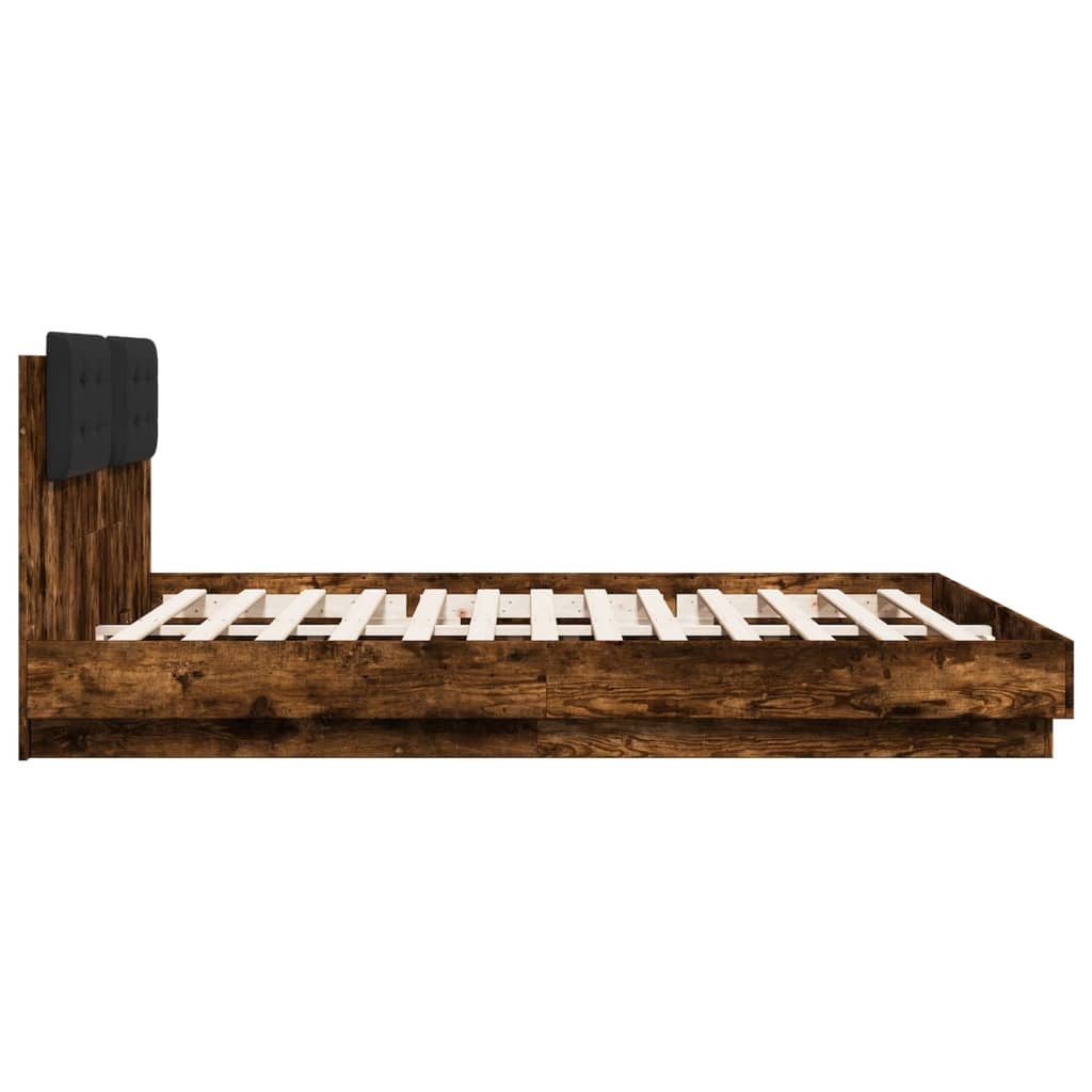 Bed Frame with LED without Mattress Smoked Oak 180x200 cm Super King