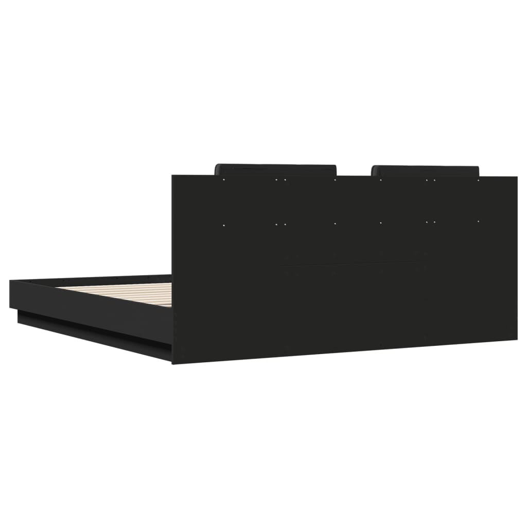 vidaXL Bed Frame with LED without Mattress Black 160x200 cm