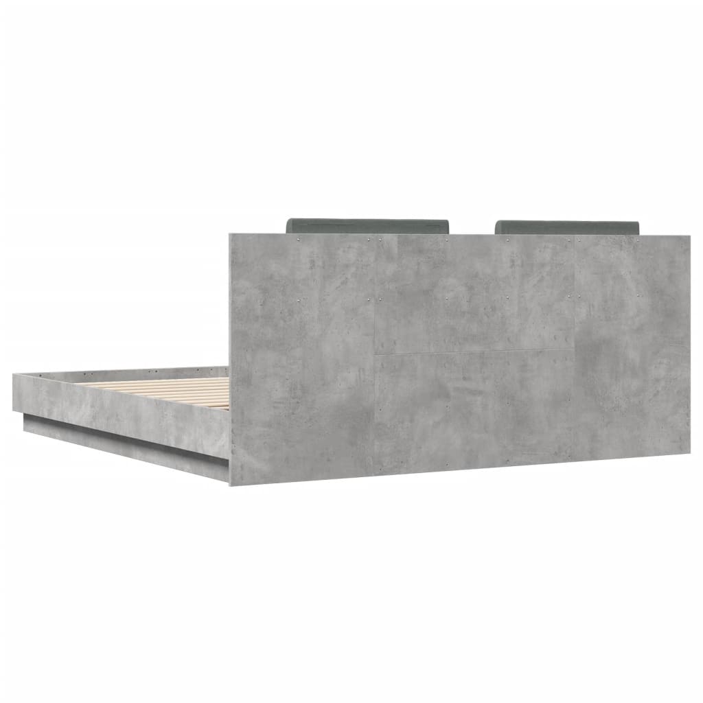 Bed Frame with LED without Mattress Concrete Grey 160x200 cm