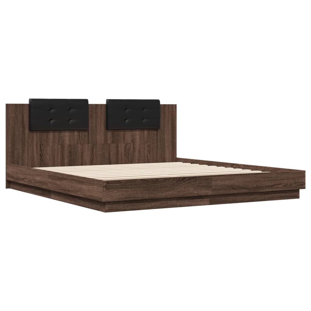 vidaXL Bed Frame with LED without Mattress Brown Oak 160x200 cm