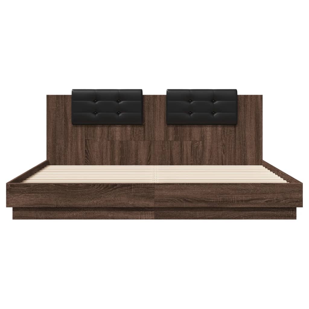 vidaXL Bed Frame with LED without Mattress Brown Oak 160x200 cm