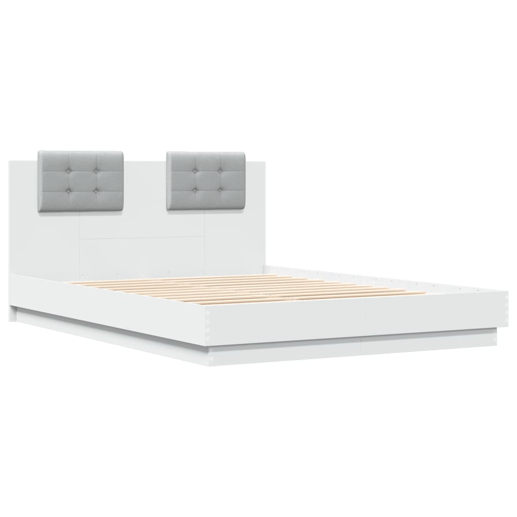 Bed Frame with LED without Mattress White 120x200 cm