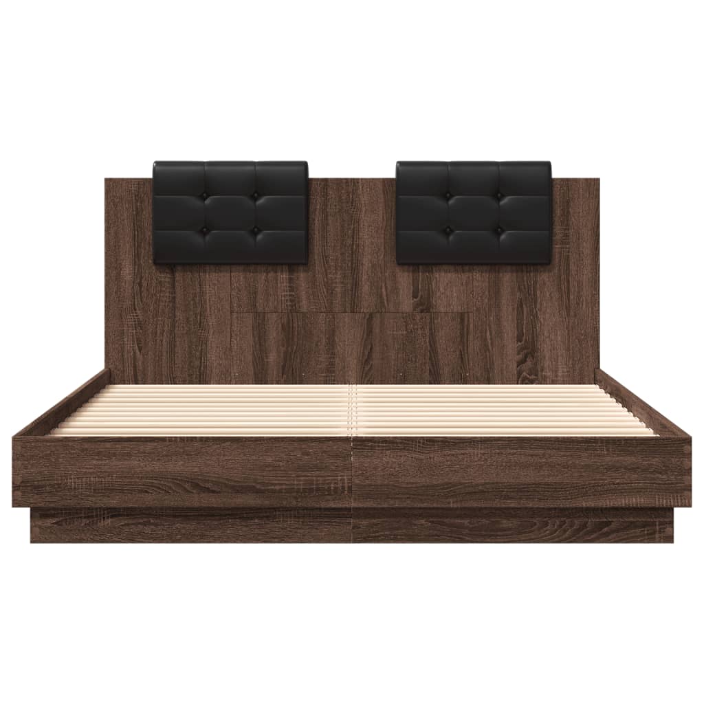 vidaXL Bed Frame with LED without Mattress Brown Oak 120x200 cm