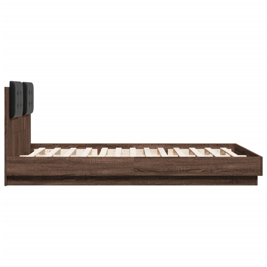 vidaXL Bed Frame with LED without Mattress Brown Oak 120x200 cm