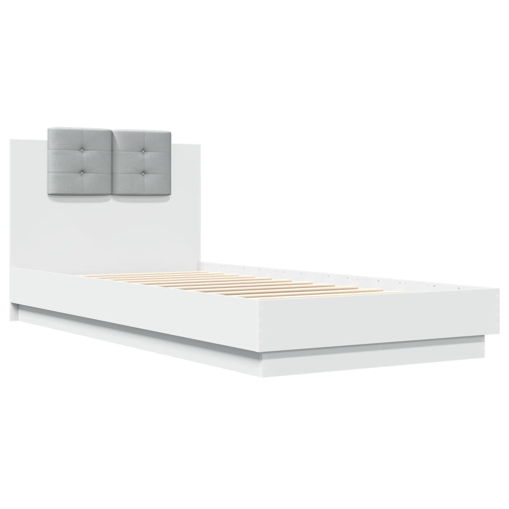 vidaXL Bed Frame with LED without Mattress White 100x200 cm