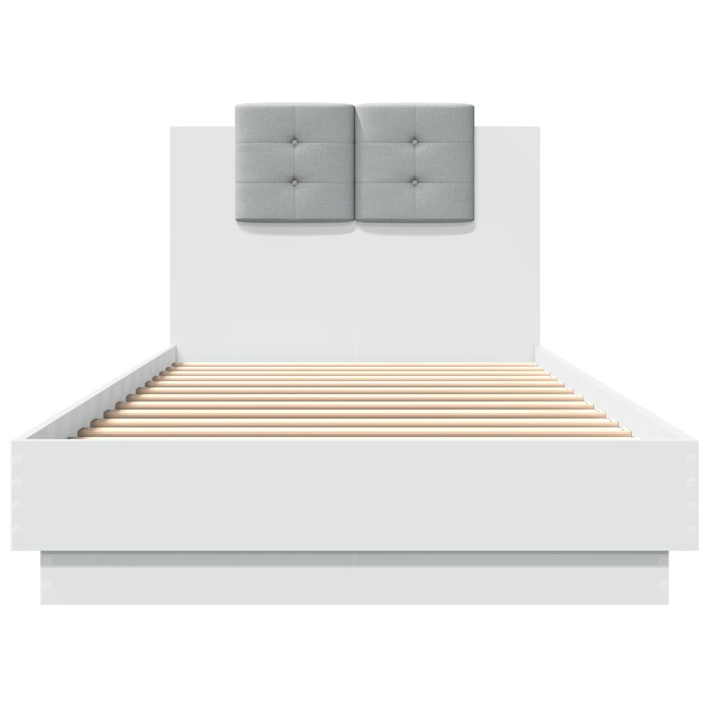 vidaXL Bed Frame with LED without Mattress White 100x200 cm