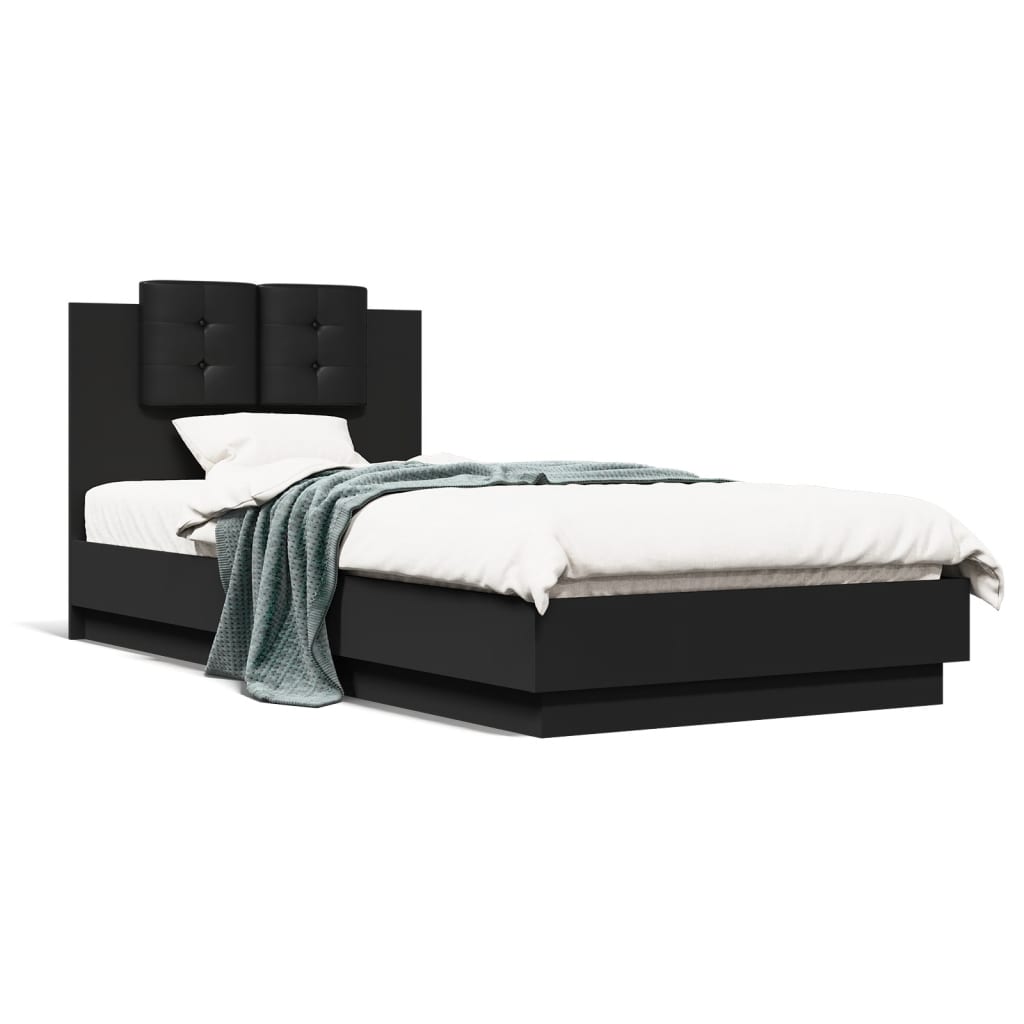 Bed Frame with LED without Mattress Black 100x200 cm