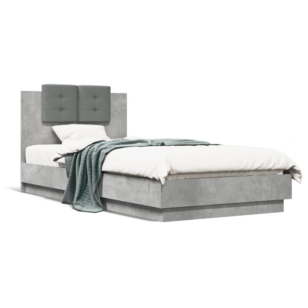 Bed Frame | Concrete grey | Engineered wood and plywood | Single