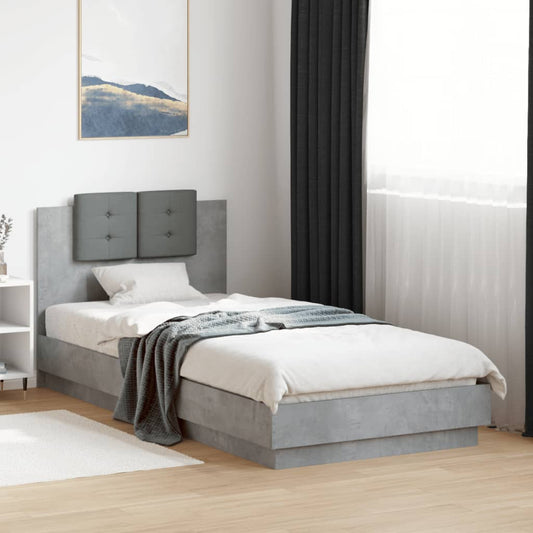 Bed Frame | Concrete grey | Engineered wood and plywood | Single