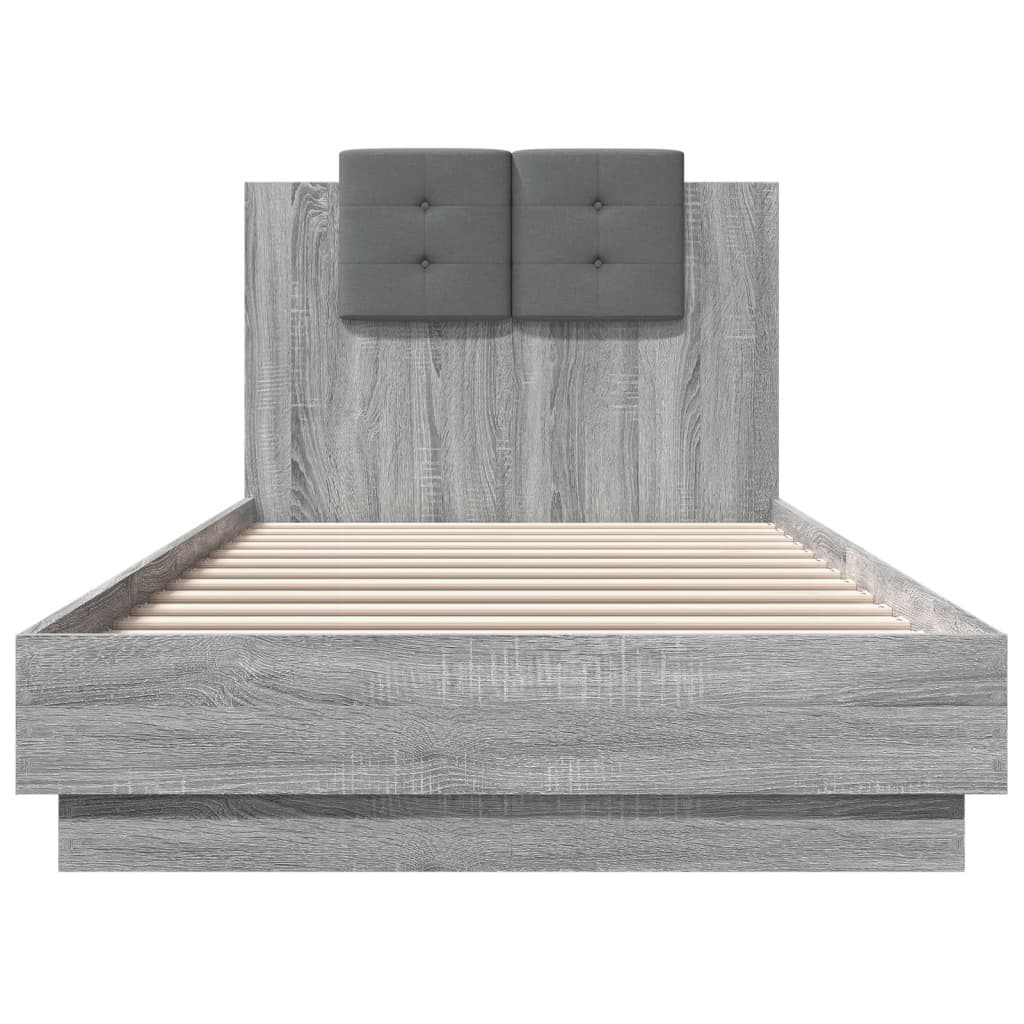 Bed Frame with LED without Mattress Grey Sonoma 100x200 cm
