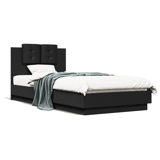 vidaXL Bed Frame with LED without Mattress Black 90x200 cm