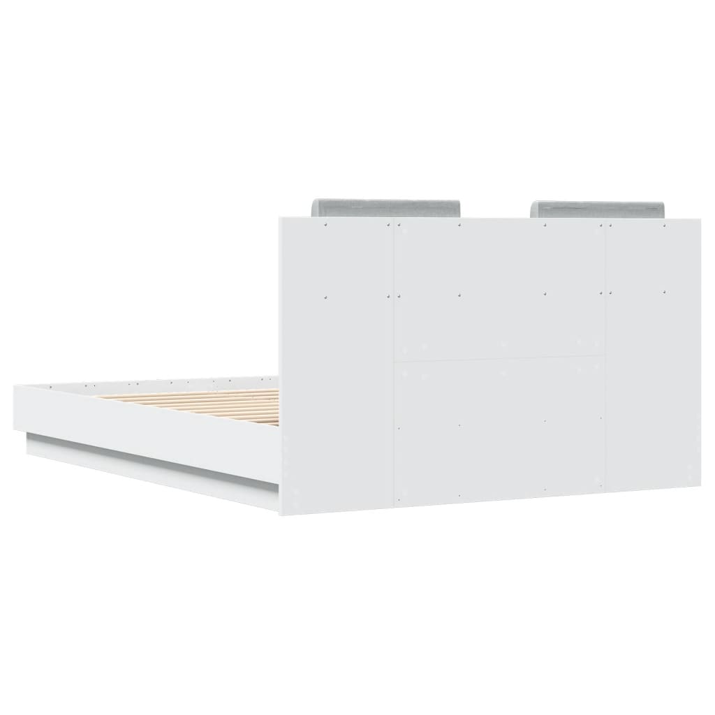 vidaXL Bed Frame with LED without Mattress White 140x190 cm