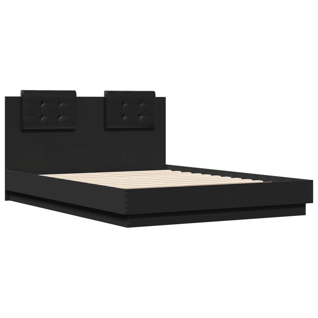 vidaXL Bed Frame with LED without Mattress Black 140x190 cm