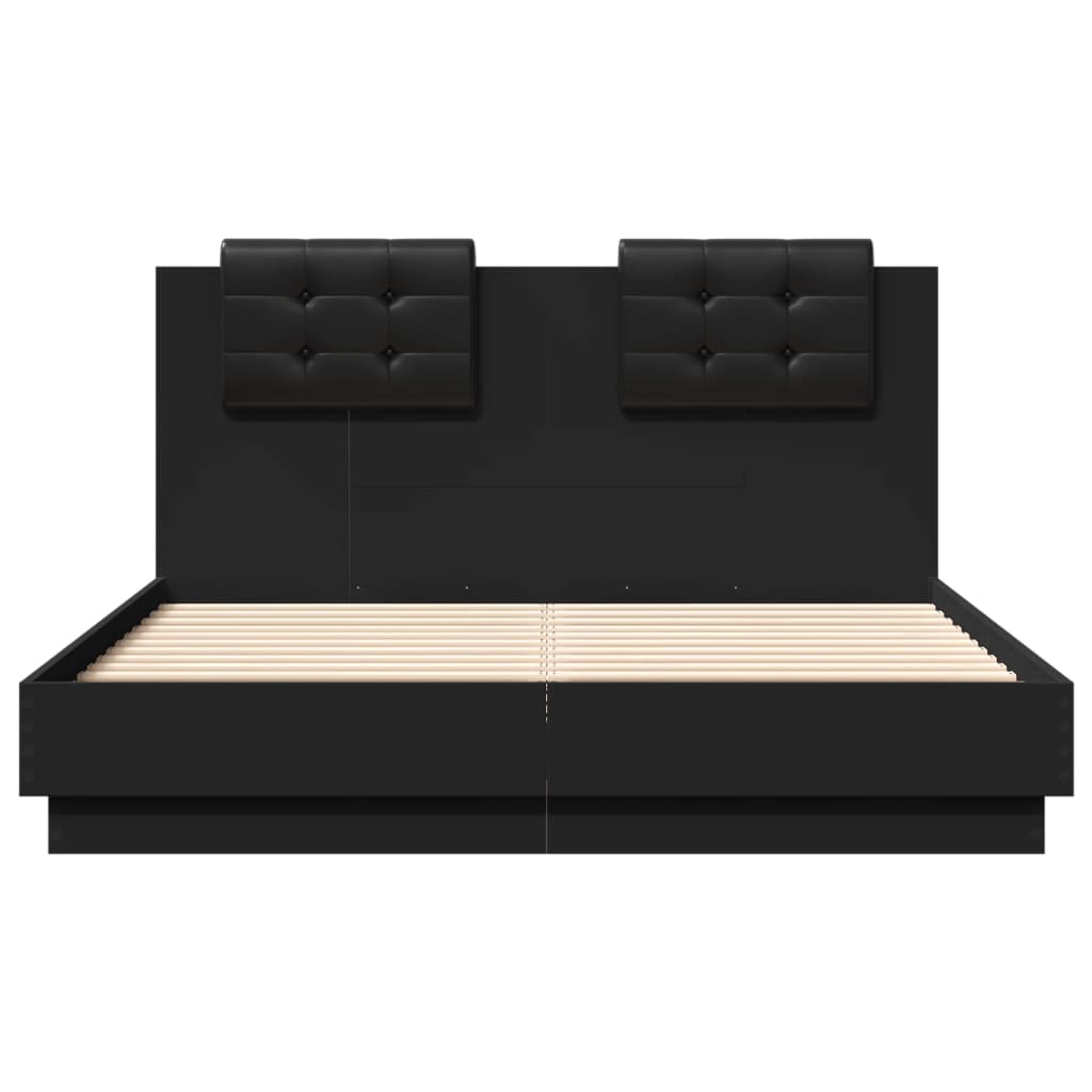 vidaXL Bed Frame with LED without Mattress Black 140x190 cm