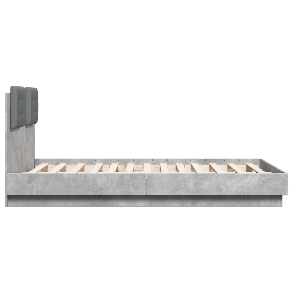 vidaXL Bed Frame with LED without Mattress Concrete Grey 135x190 cm Double