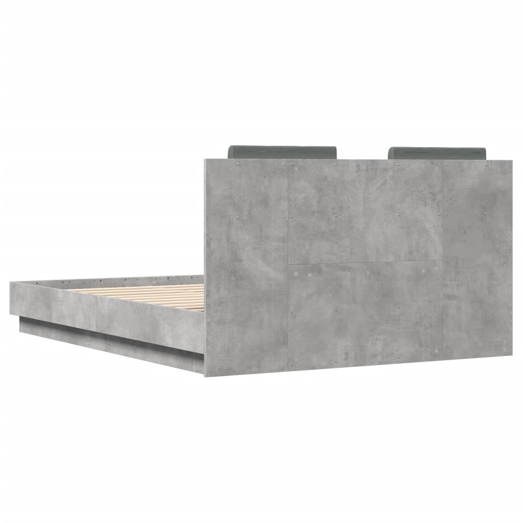 vidaXL Bed Frame with LED without Mattress Concrete Grey 135x190 cm Double