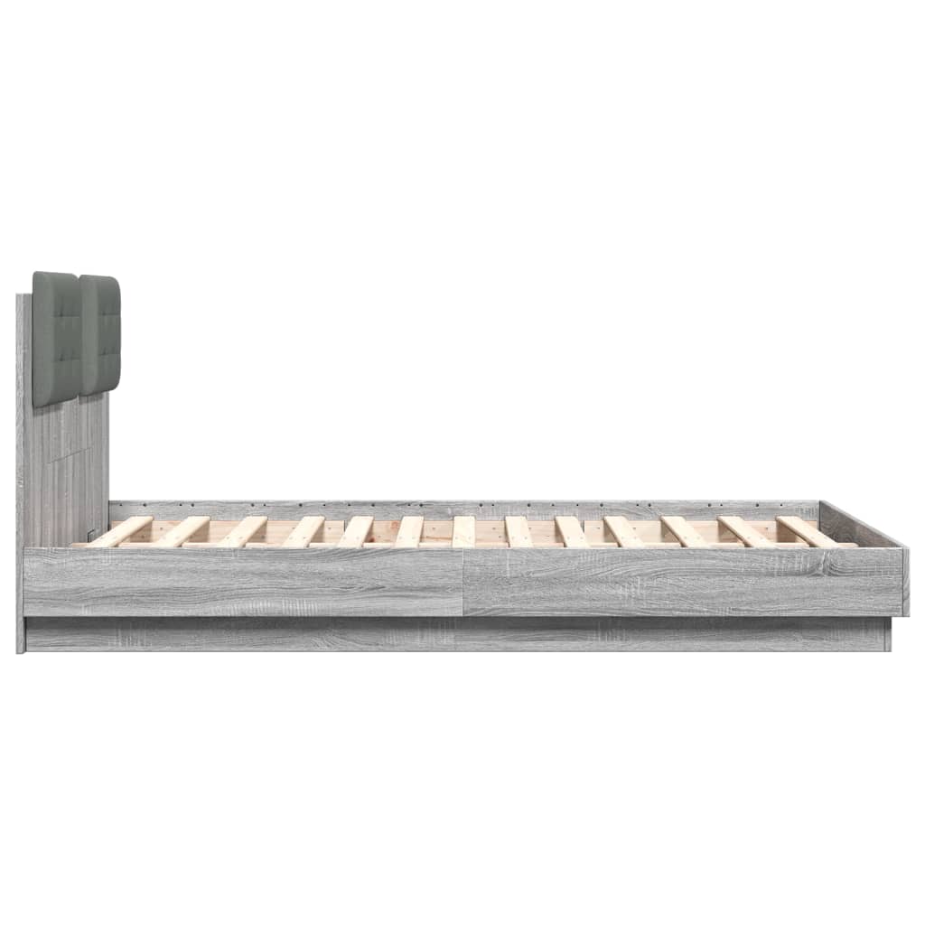 vidaXL Bed Frame with LED without Mattress Grey Sonoma 135x190 cm Double