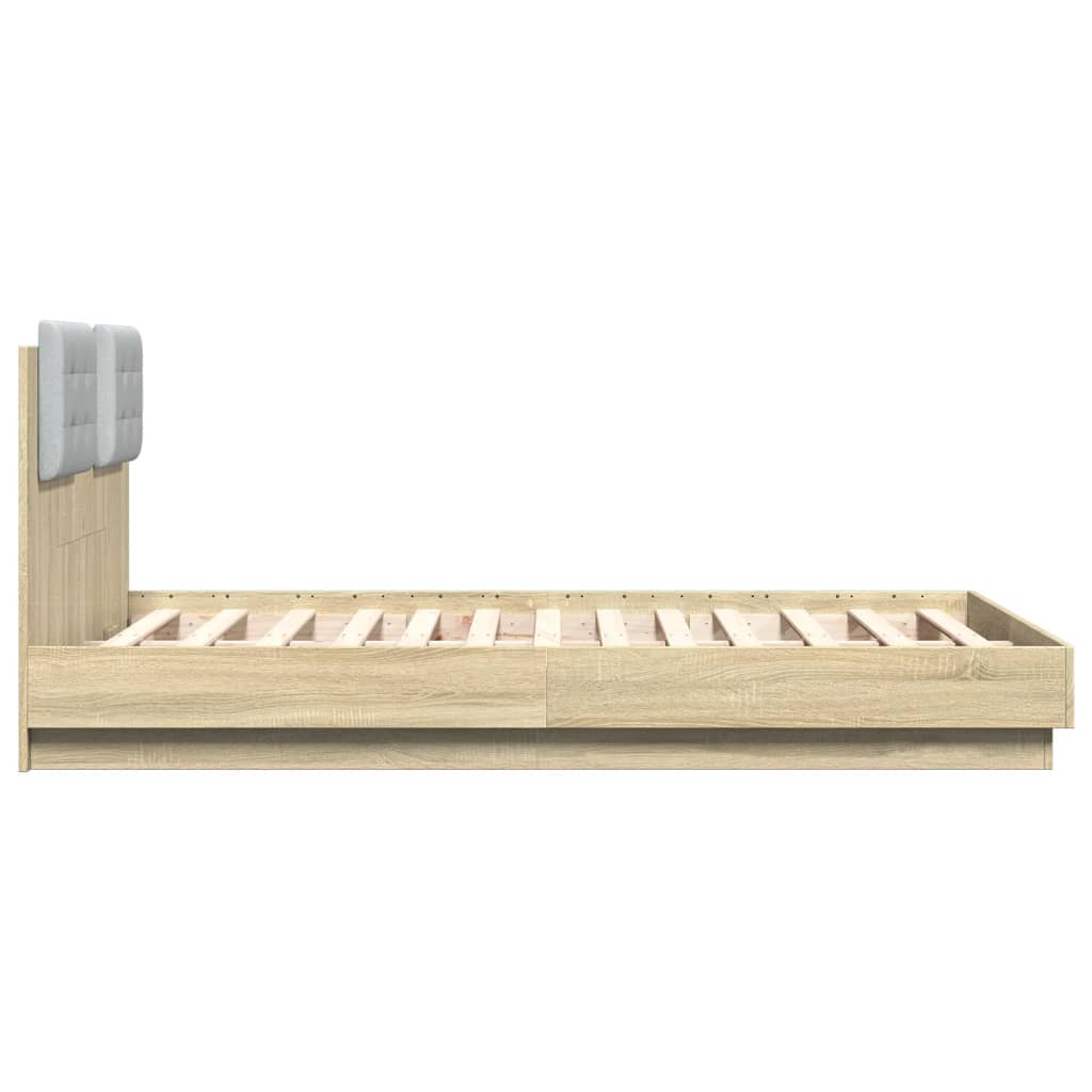 vidaXL Bed Frame with LED without Mattress Sonoma Oak 120x190 cm Small Double