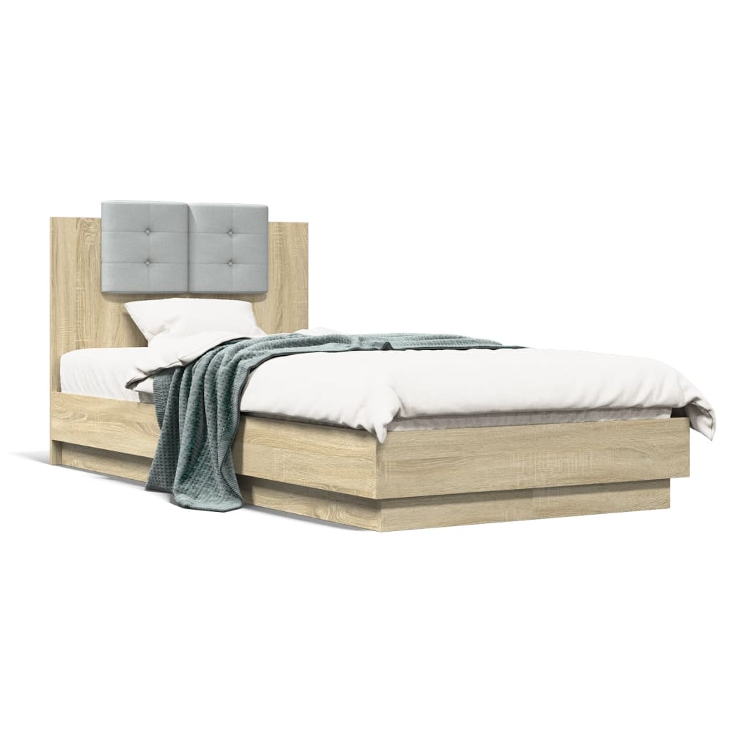 Bed Frame | Sonoma Oak | Engineered wood with plywood slats | Single