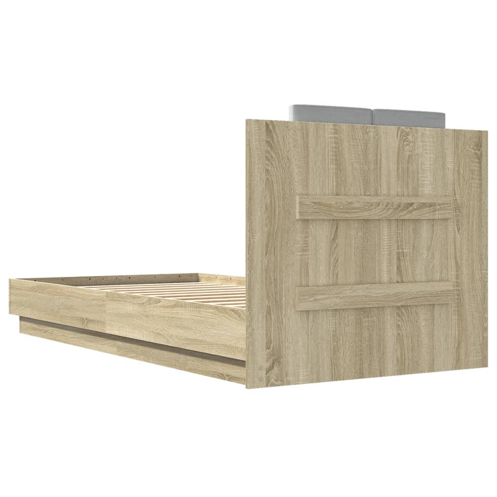 Bed Frame | Sonoma Oak | Engineered wood with plywood slats | Single