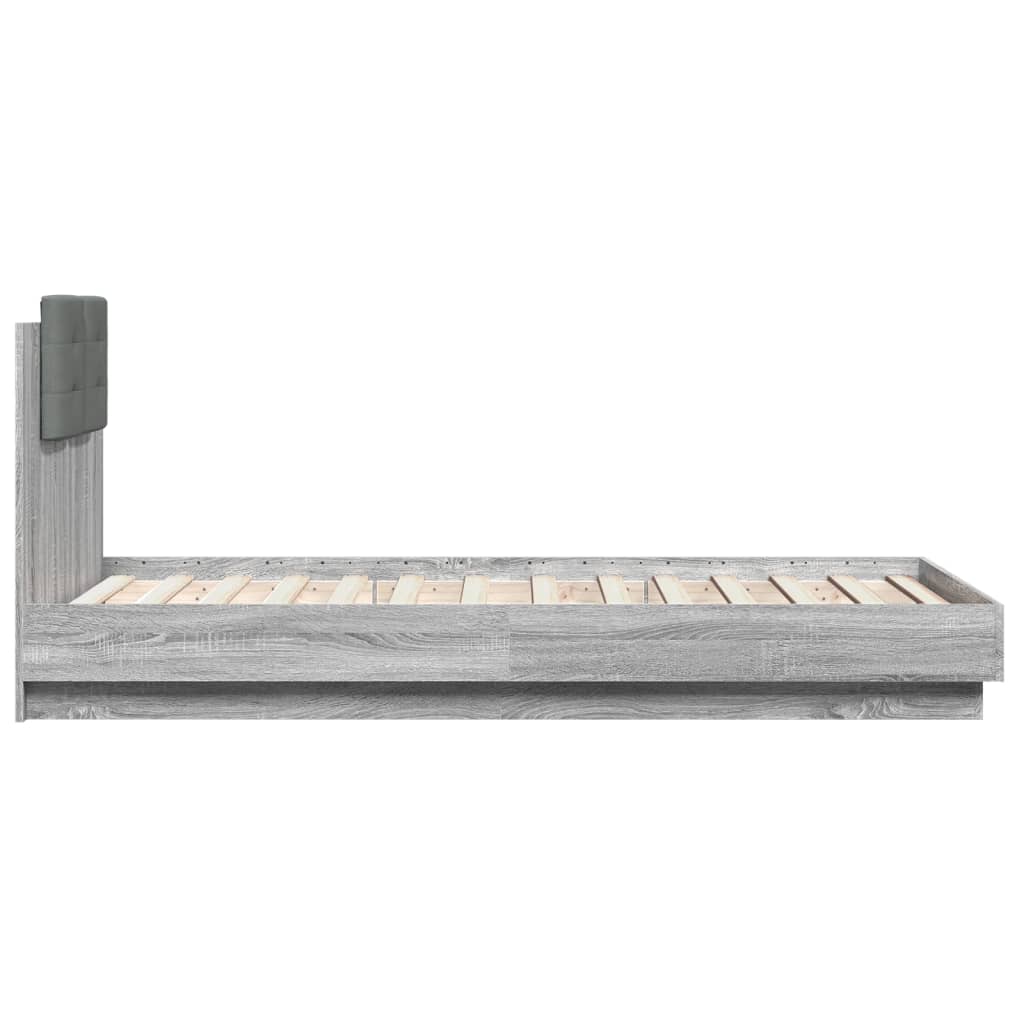 vidaXL Bed Frame with LED without Mattress Grey Sonoma 90x190 cm Single