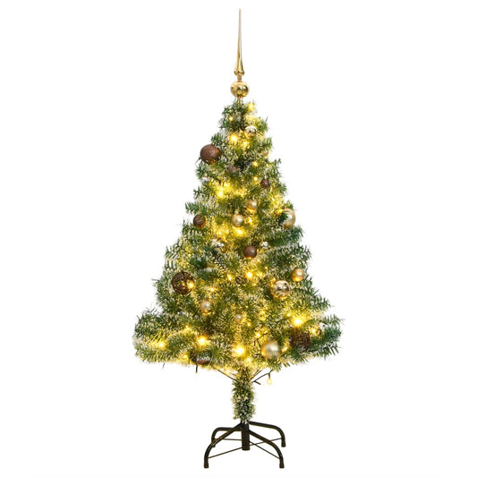 vidaXL Artificial Christmas Tree 150 LEDs&Ball Set&Flocked Snow 150 cm