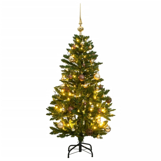 vidaXL Artificial Hinged Christmas Tree 150 LEDs & Ball Set 120 cm