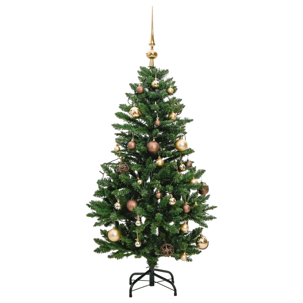 vidaXL Artificial Hinged Christmas Tree 150 LEDs & Ball Set 120 cm