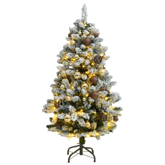 vidaXL Artificial Hinged Christmas Tree 150 LEDs & Ball Set 120 cm