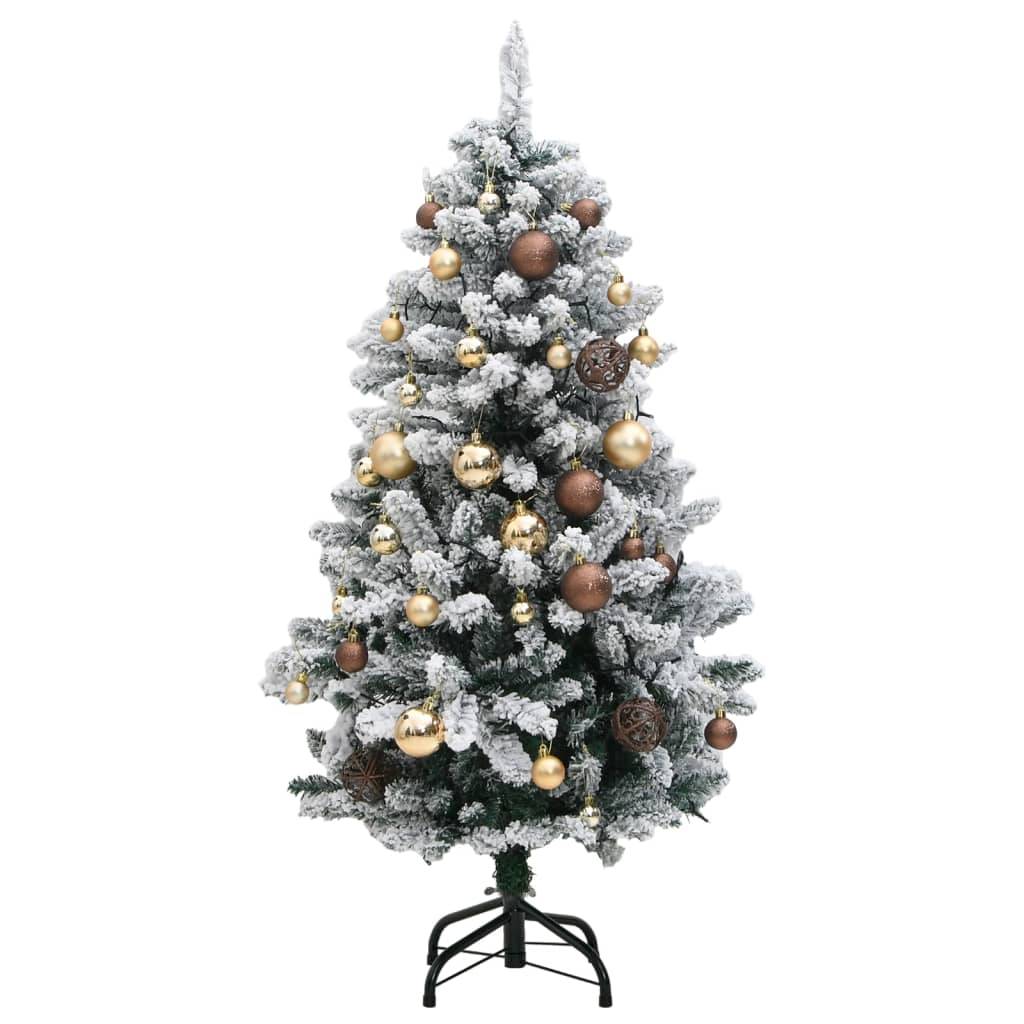 vidaXL Artificial Hinged Christmas Tree 150 LEDs & Ball Set 120 cm