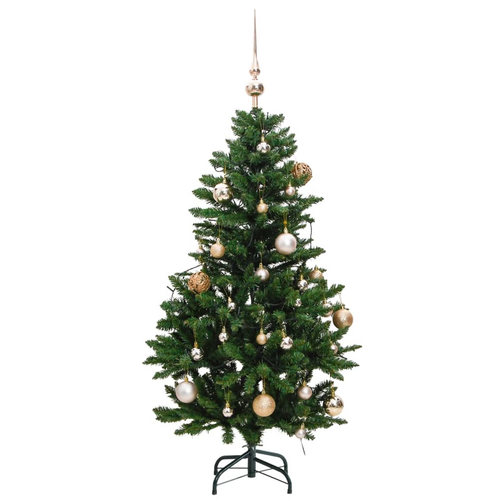 vidaXL Artificial Hinged Christmas Tree 150 LEDs & Ball Set 120 cm