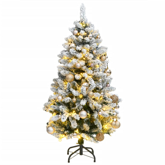 vidaXL Artificial Hinged Christmas Tree 150 LEDs & Ball Set 120 cm