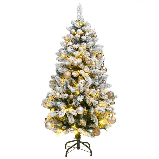 vidaXL Artificial Hinged Christmas Tree 150 LEDs & Ball Set 150 cm