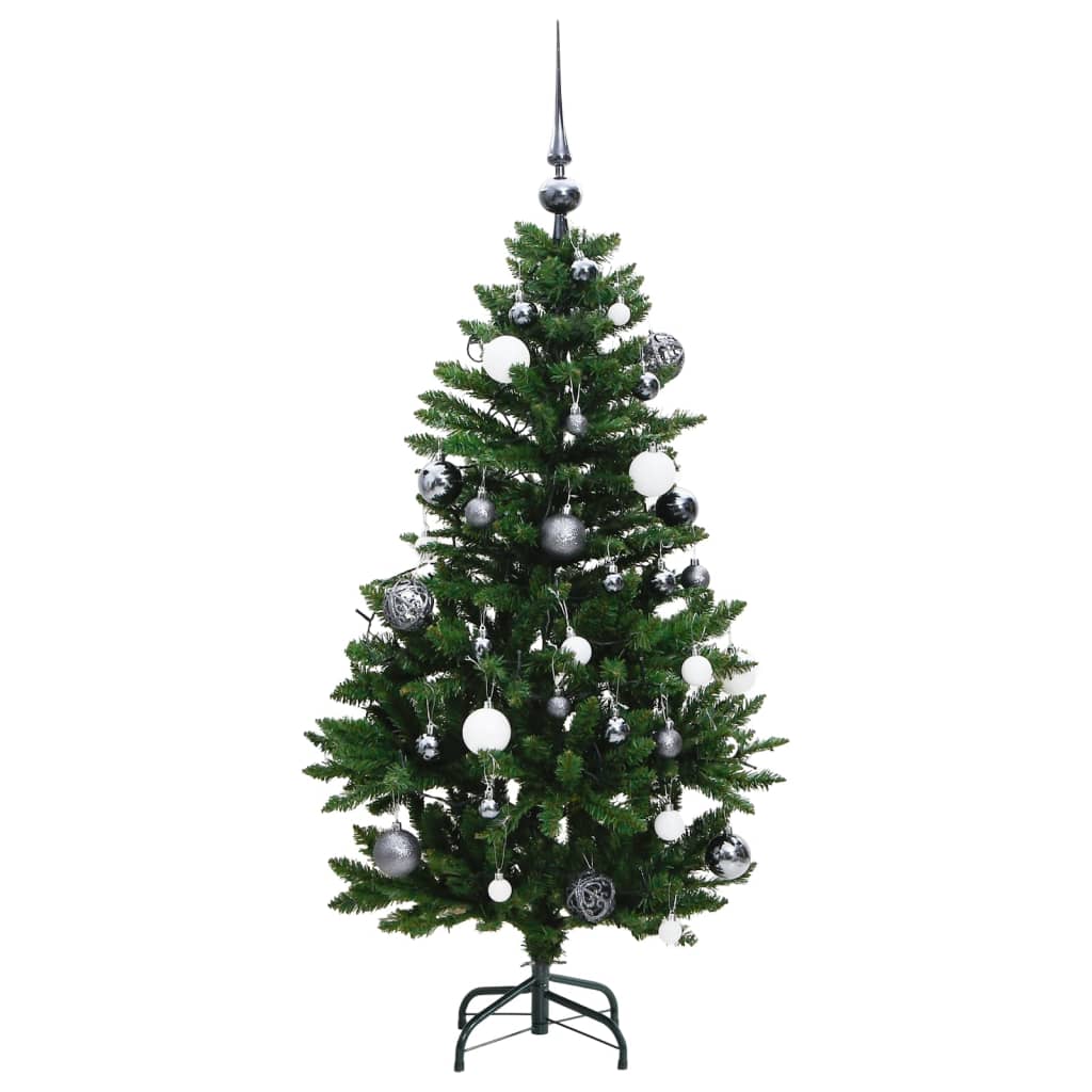 vidaXL Artificial Hinged Christmas Tree 150 LEDs & Ball Set 120 cm