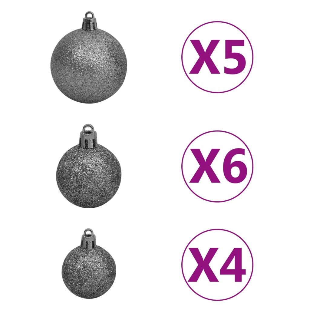 vidaXL Artificial Hinged Christmas Tree 150 LEDs & Ball Set 120 cm