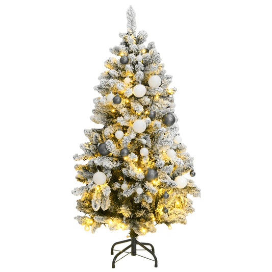 vidaXL Artificial Hinged Christmas Tree 150 LEDs & Ball Set 120 cm