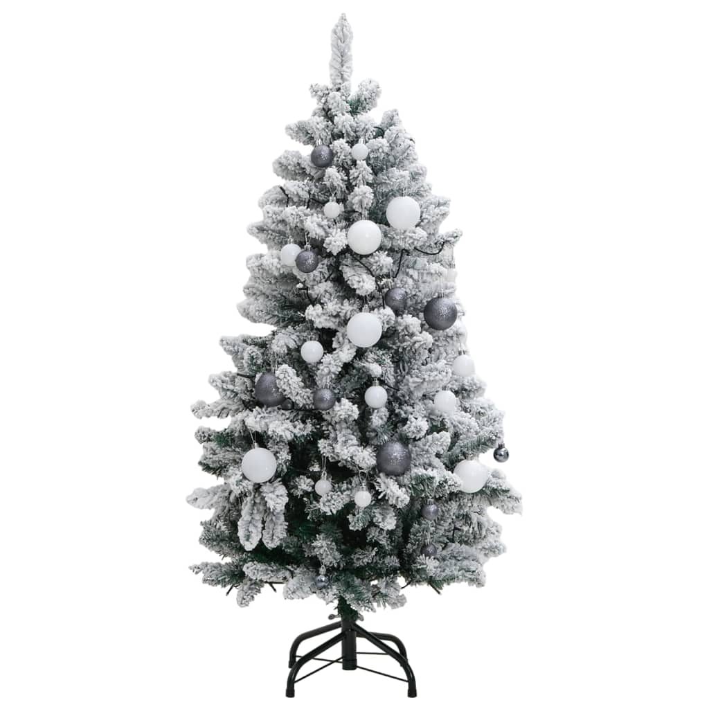 vidaXL Artificial Hinged Christmas Tree 150 LEDs & Ball Set 120 cm