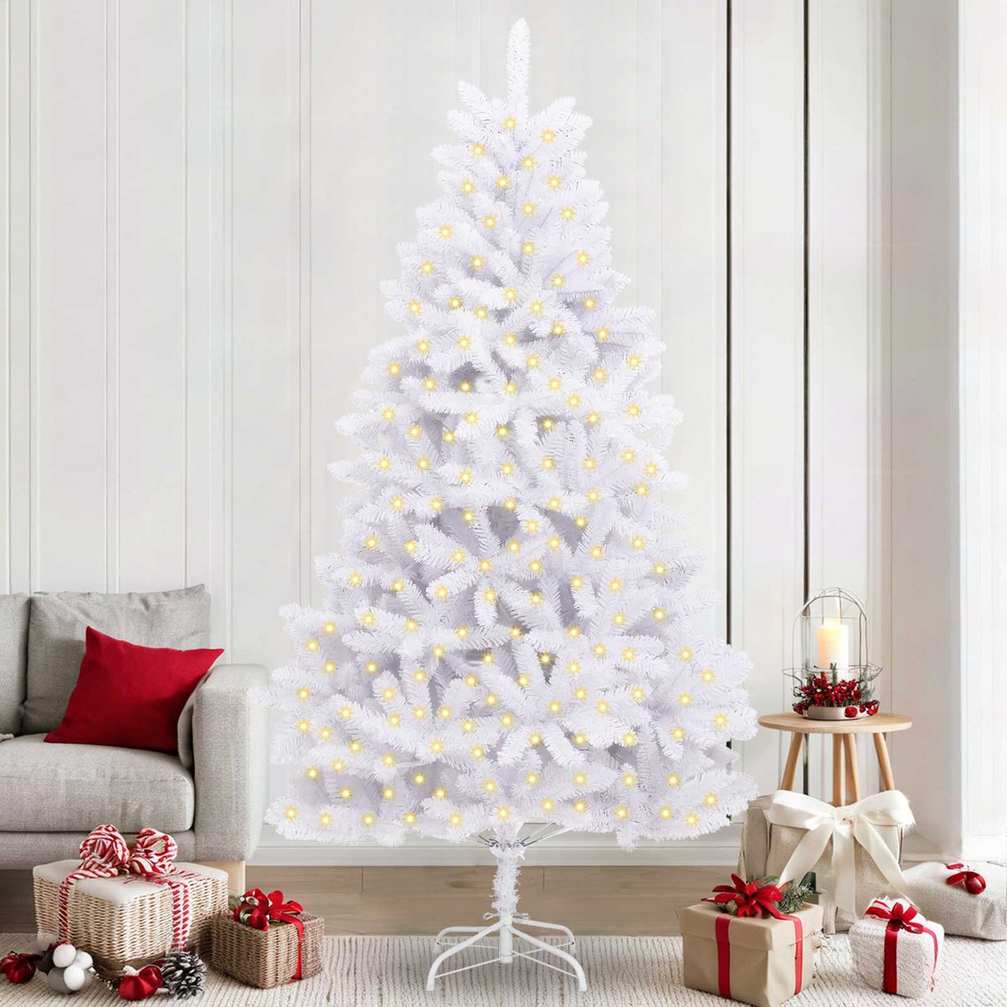 Artificial Christmas Tree White 240 cm PVC and Metal