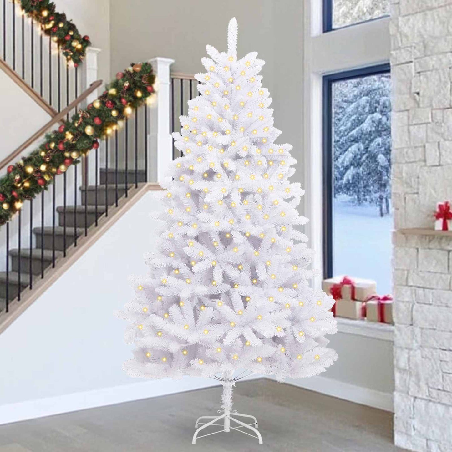 Artificial Christmas Tree White 300 cm PVC and Metal