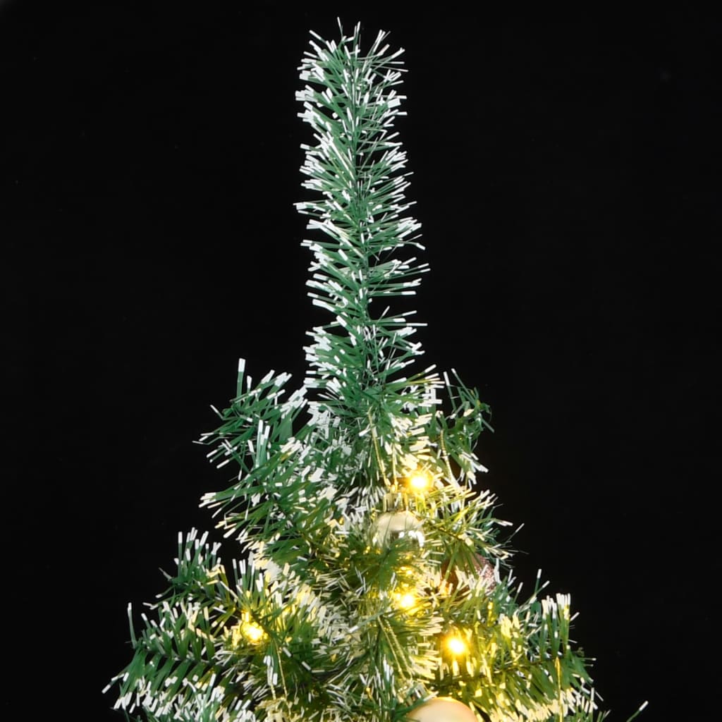 vidaXL Artificial Christmas Tree 300 LEDs&Ball Set&Flocked Snow 210 cm