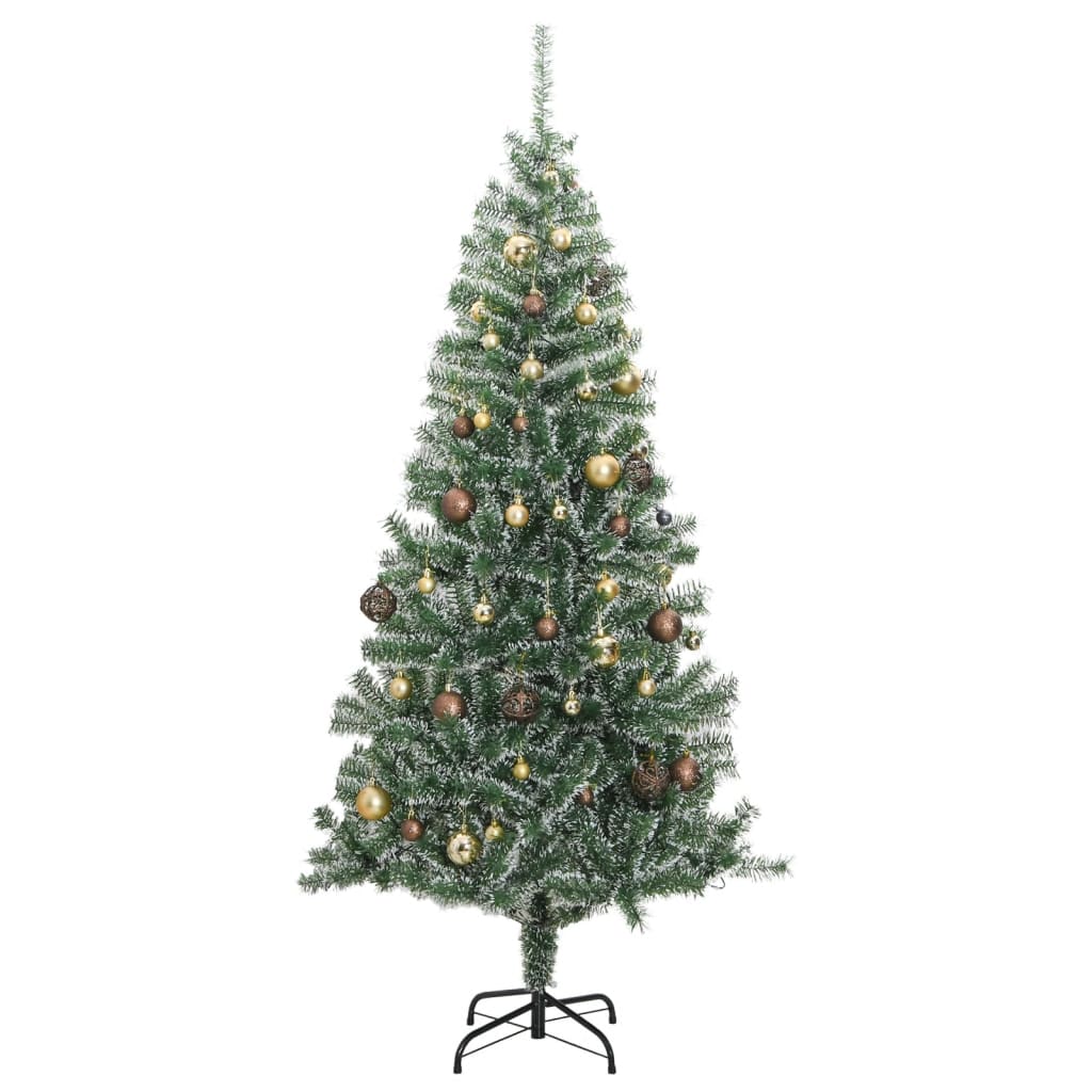 vidaXL Artificial Christmas Tree 300 LEDs&Ball Set&Flocked Snow 240 cm