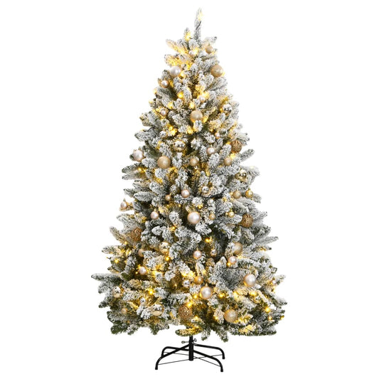 vidaXL Artificial Hinged Christmas Tree 300 LEDs & Ball Set 180 cm