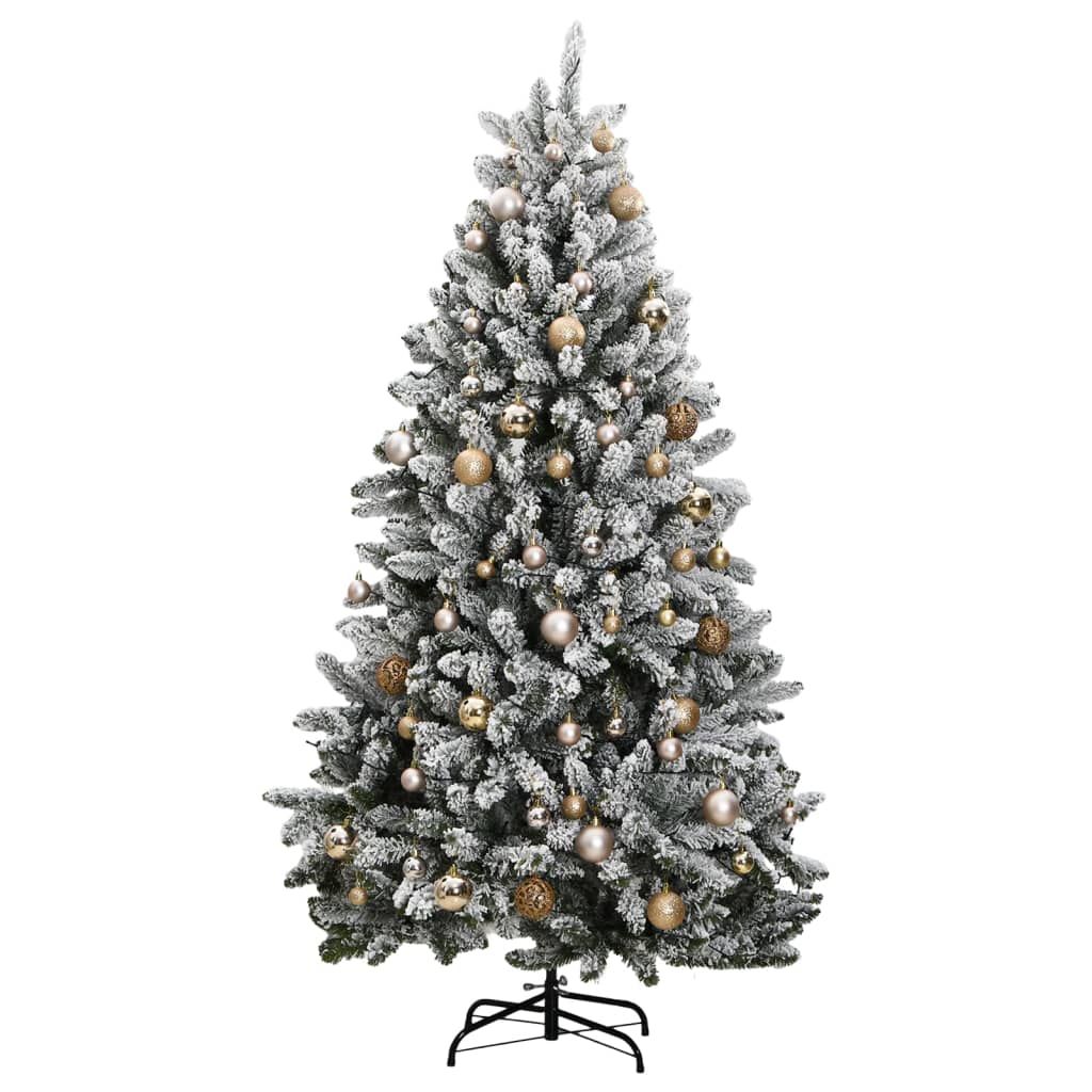 vidaXL Artificial Hinged Christmas Tree 300 LEDs & Ball Set 180 cm