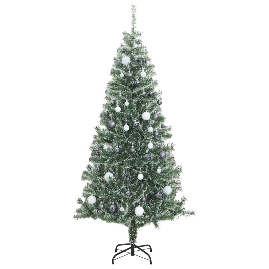 vidaXL Artificial Christmas Tree 300 LEDs&Ball Set&Flocked Snow 210 cm