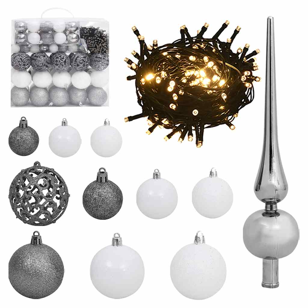 vidaXL Artificial Hinged Christmas Tree 300 LEDs & Ball Set 240 cm