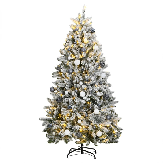 vidaXL Artificial Hinged Christmas Tree 300 LEDs & Ball Set 180 cm